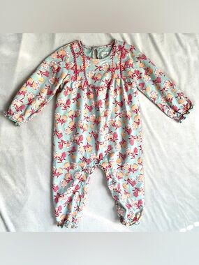 18-24M🌸 Peek Toddler Baby Girl Hydrangea Peony Flower Print Ruffle Hem Romper